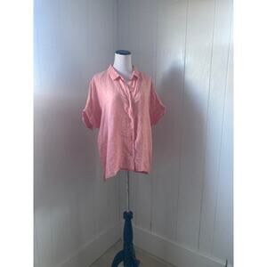 Rachel Roy Peach Linen Buttondown Shirt, Size XL